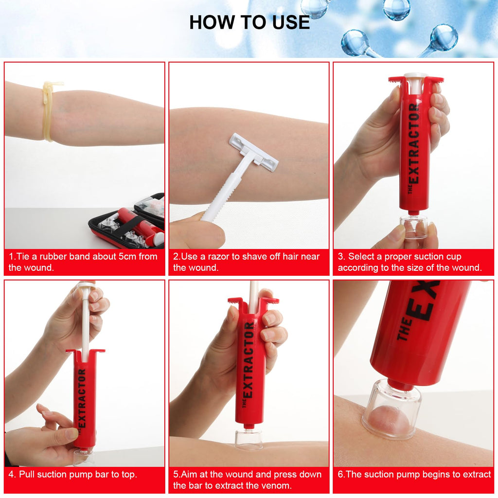 Snake Bite Kit Sting Kit Venom Extractor Suction Pump Emergency Sting Bite Kit First Aid Supplies for Backpacking