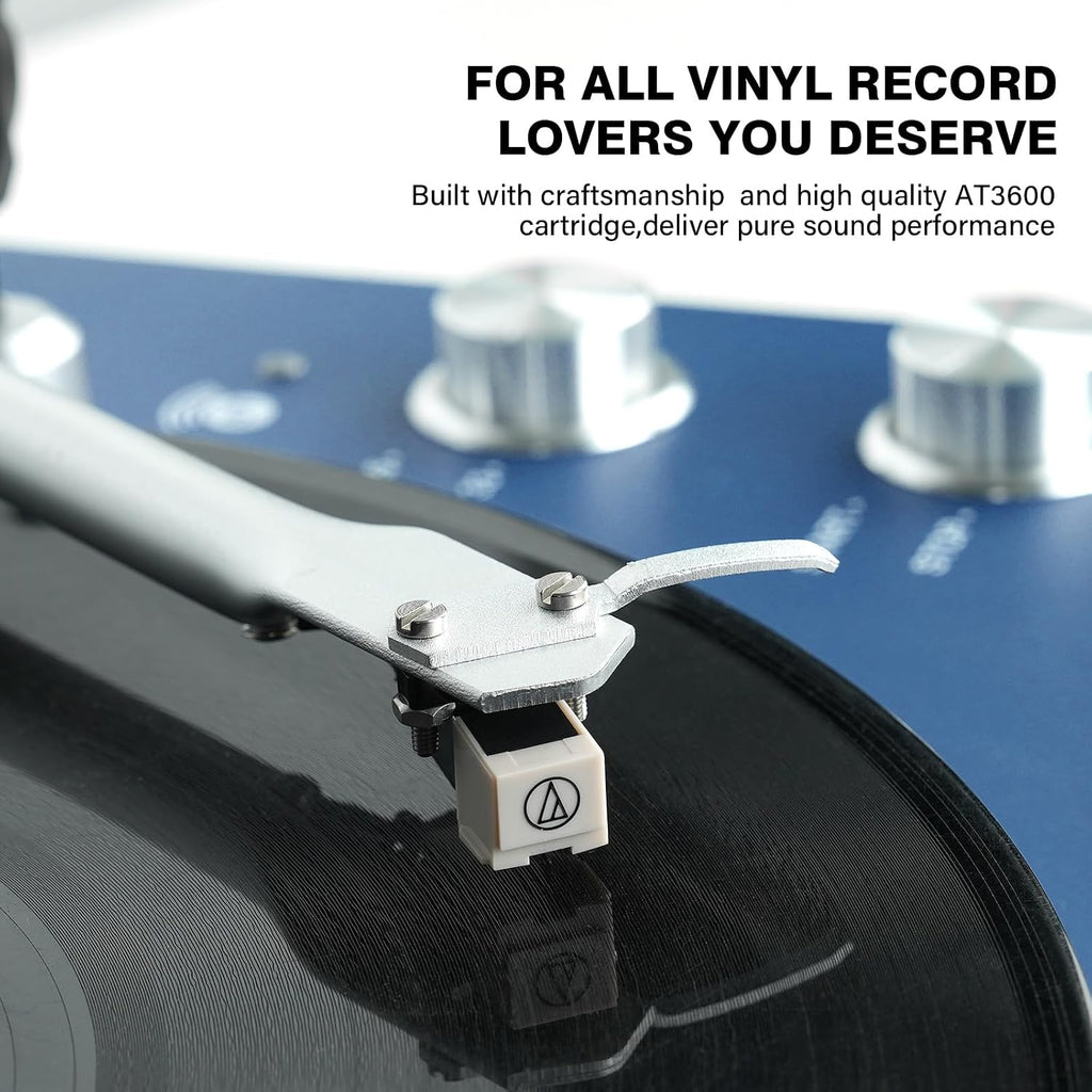 Belt Drive Turntable for Vinyl Record Player and Bluetooth Output(Blue) | Built-in Phono Preamp,USB Digital