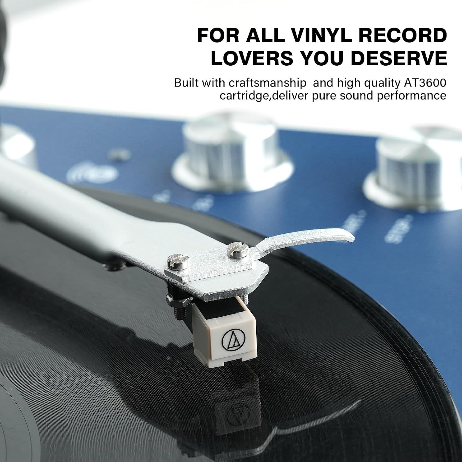 Belt Drive Turntable for Vinyl Record Player and Bluetooth Output(Blue) | Built-in Phono Preamp,USB Digital