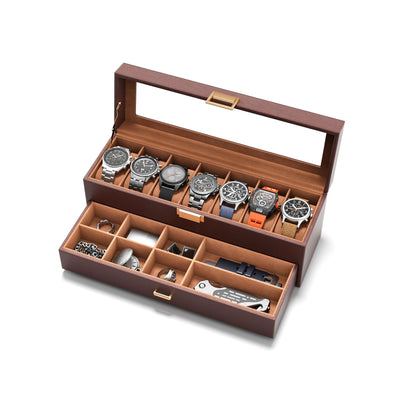 Watch Cases Box for Men 7 Slots Display Case with Jewelry Bottom