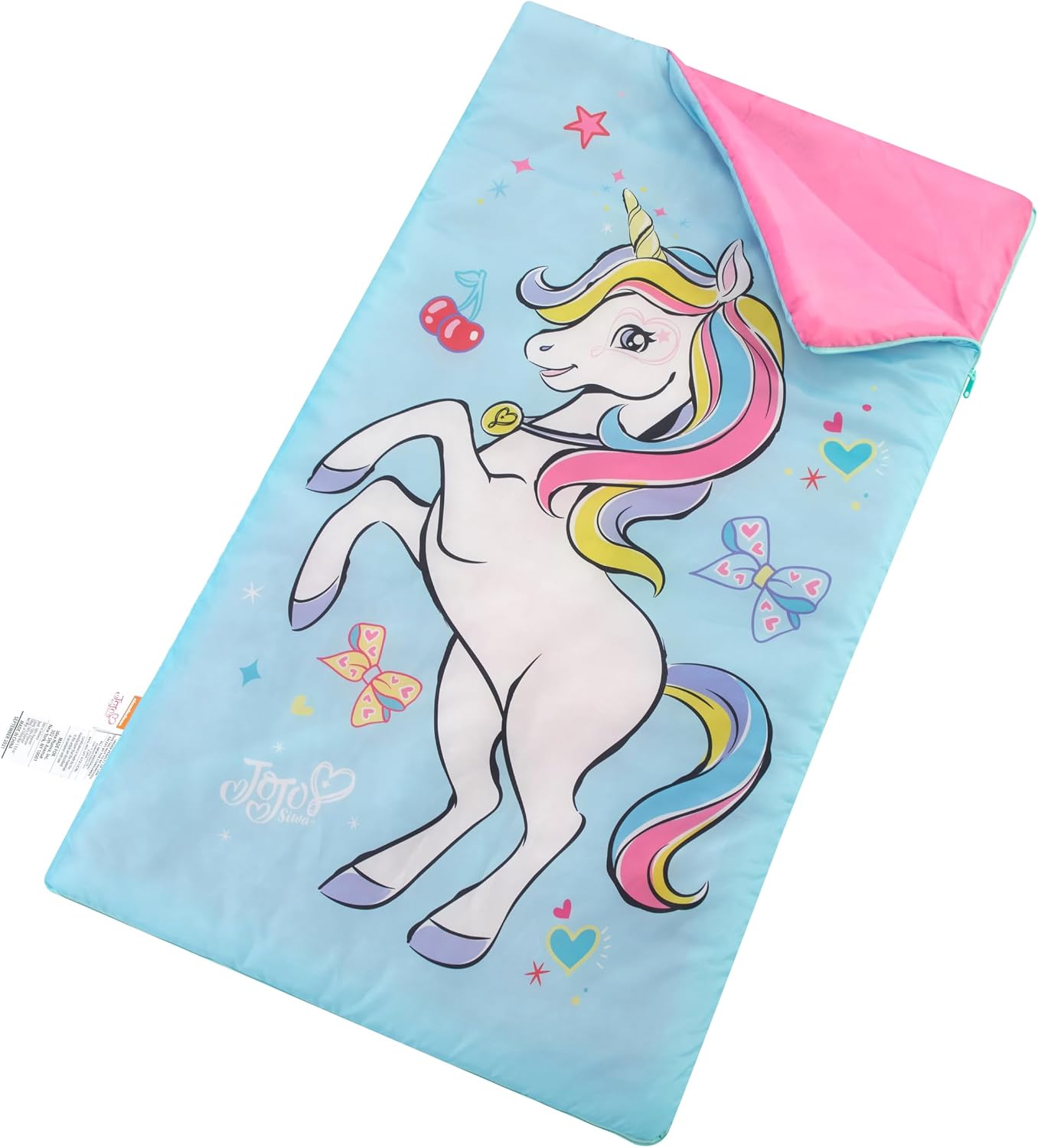 JoJo Siwa Unicorn 3 Piece 26"x46" Adventure Pop up Play Tent Set with Slumber Bag,Carry Bag,and String Lights