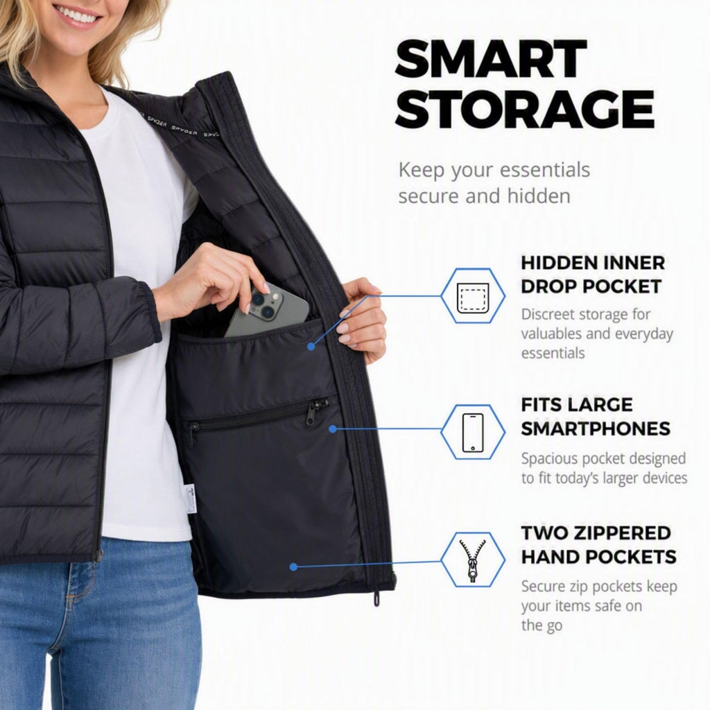 Packable Puffer Jacket Womens with Hood, Quilted Winter Puffer Coats