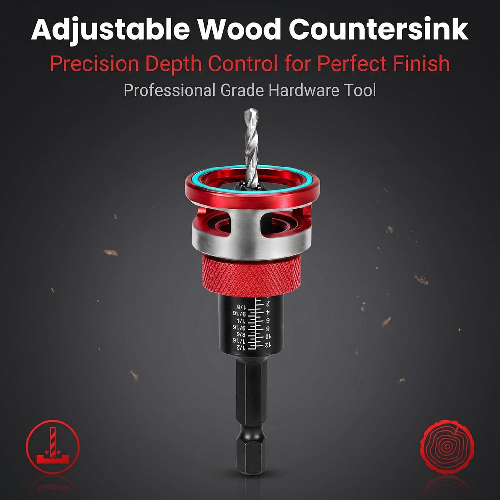 Countersink Drill Bit Set for Woodworking, 7-Piece