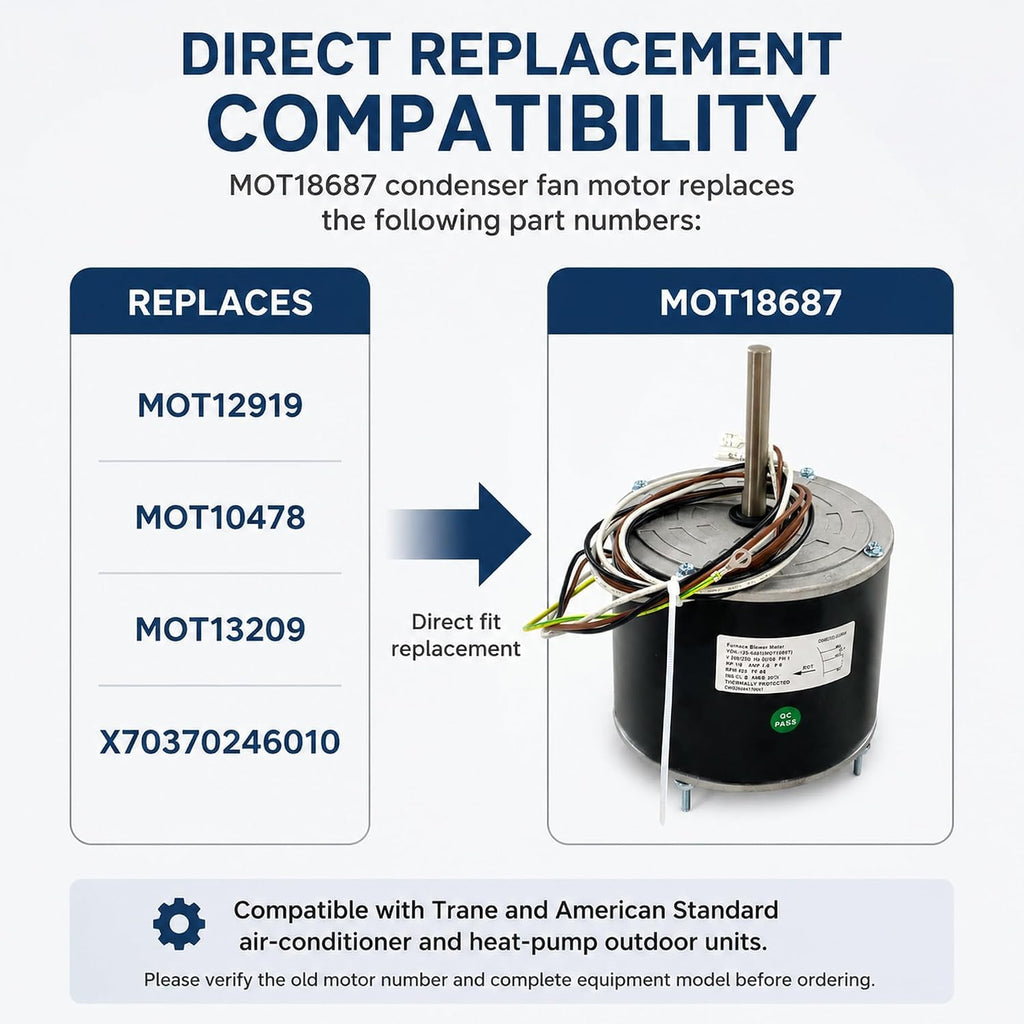 MOT18687 Condenser Fan Motor Fits for American Standard Trane
