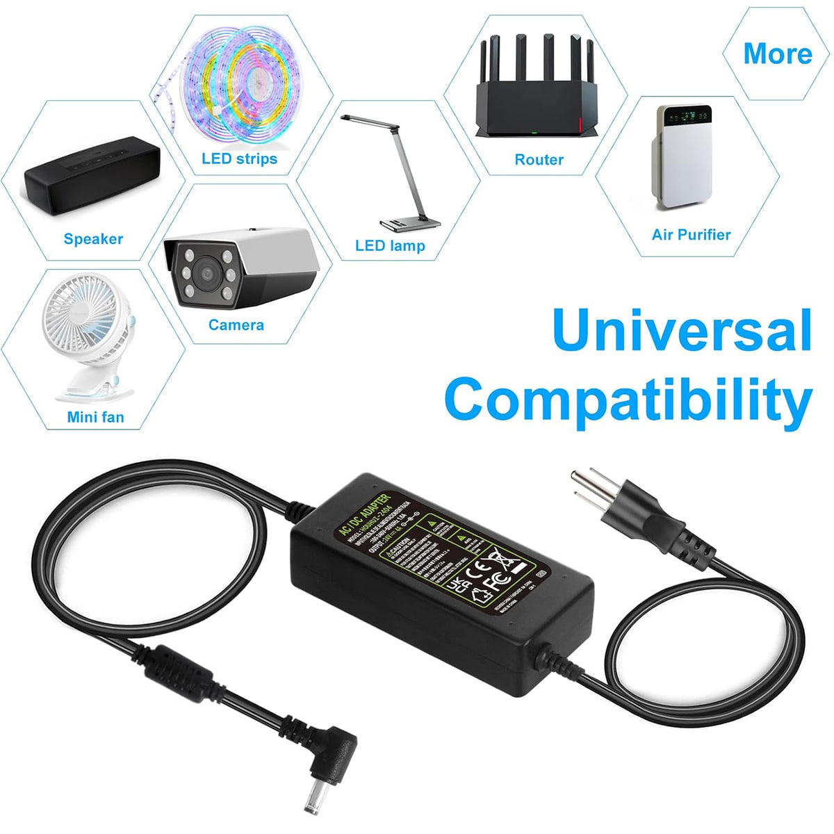 24V 4A Power Supply Adapter, AC 100-240V to DC 24V 4A 96W Converter