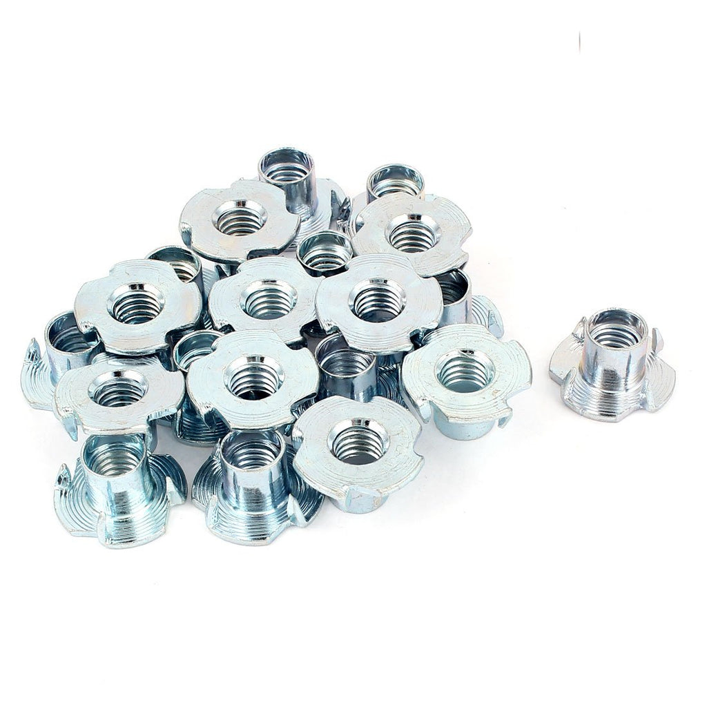 uxcell Half Thread Zinc Plated 4 Prongs T-Nut Tee Nut Fixing 3/8"-16 x 1/2" 20 Pcs