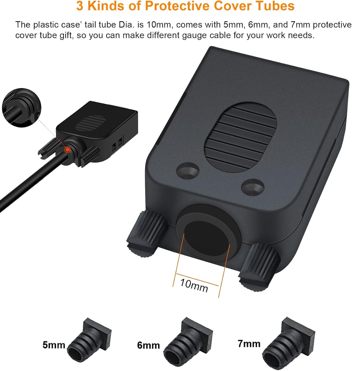 DTECH DB9 Breakout Connector DB-9 Female RS232 Serial Adapter Solderless Module Board with Screw Terminals Block, Case, Long Bolts and Tail Pipes (DB9 + Bolts), black (DT-9001)