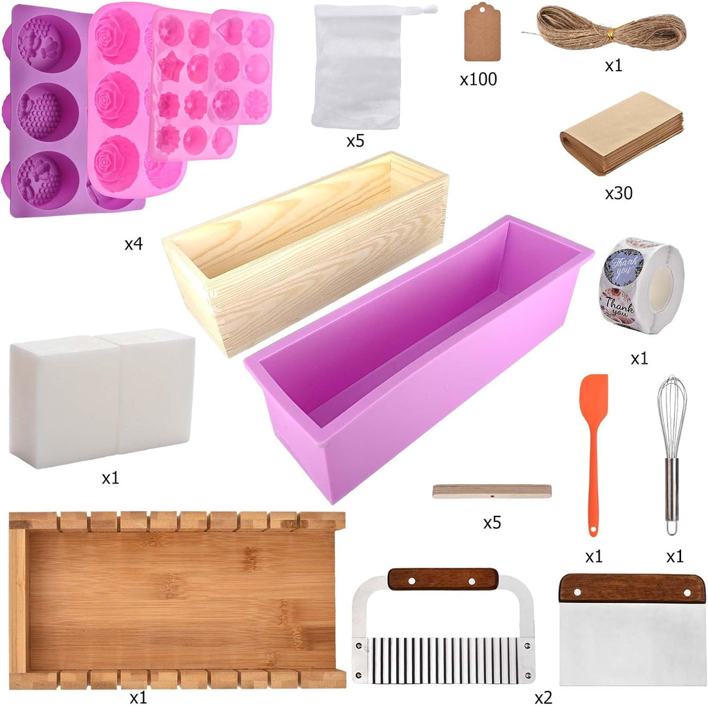 Soap Making Kit for Adults All-in-One Soap Making Supplies Includes Melt & Pour 2.2LBs Goat Milk Soap Base, Silicone