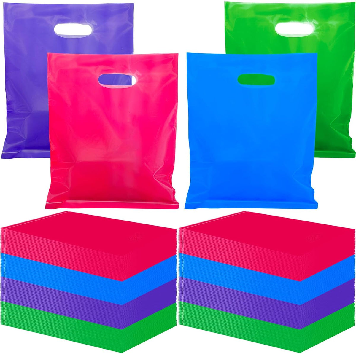 400 Pcs Shopping Bags with Handle Bulk 12 x 15 Inch, Multicolor