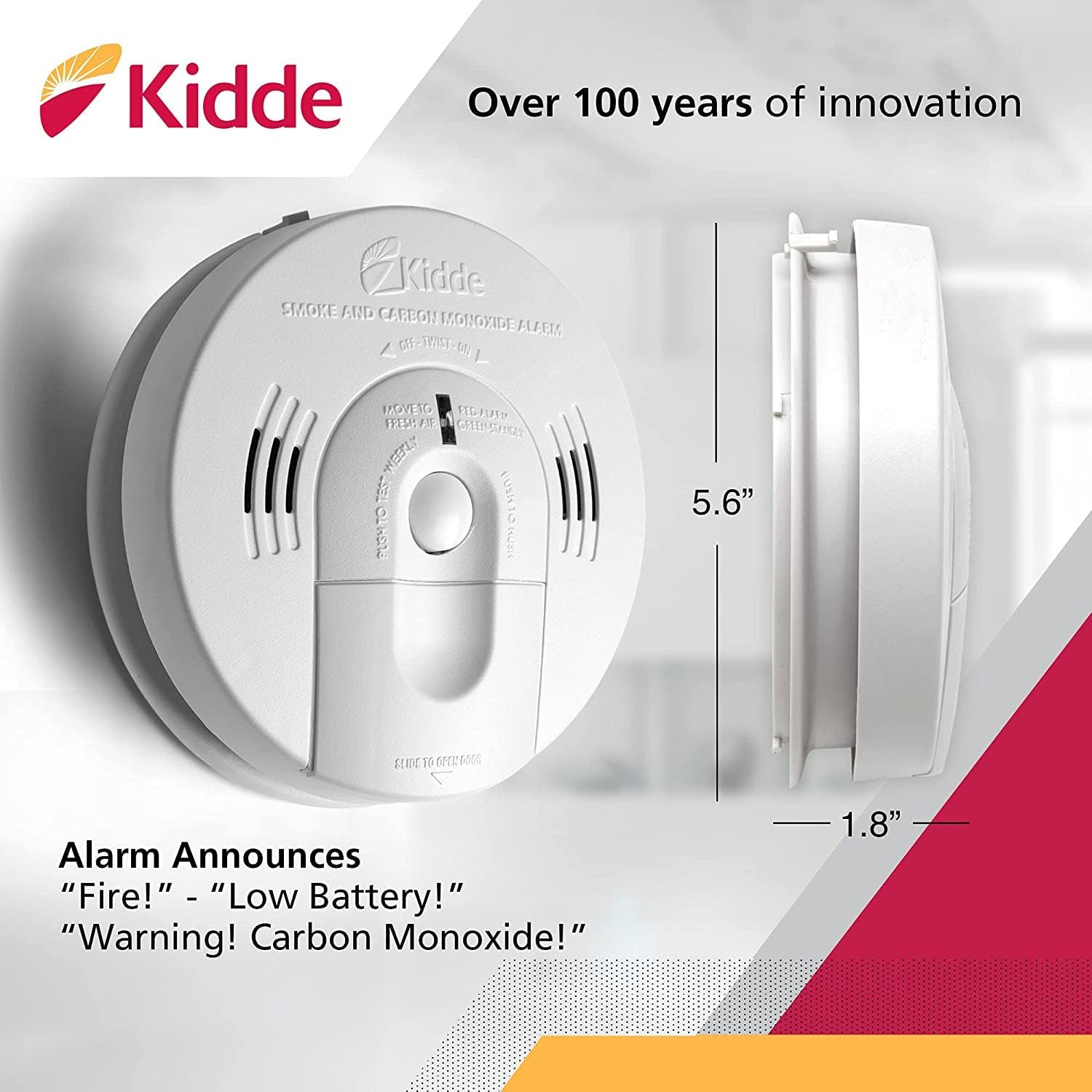 Hardwired Smoke & Carbon Monoxide Detector, Battery Backup, Interconnectable, LED Warning Light Indicators