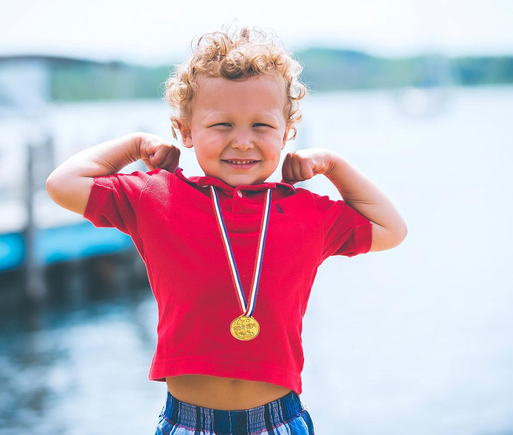 40 Pieces Plastic Gold Winner Award Medals Bulk for Sports, Games Competitions, Party Favors and Decorations