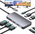 USB C Docking Station Dual Monitor, Laptop Docking Station 3 Monitor | 8 in 1 USBC Hub Triple Display USB C Adapter