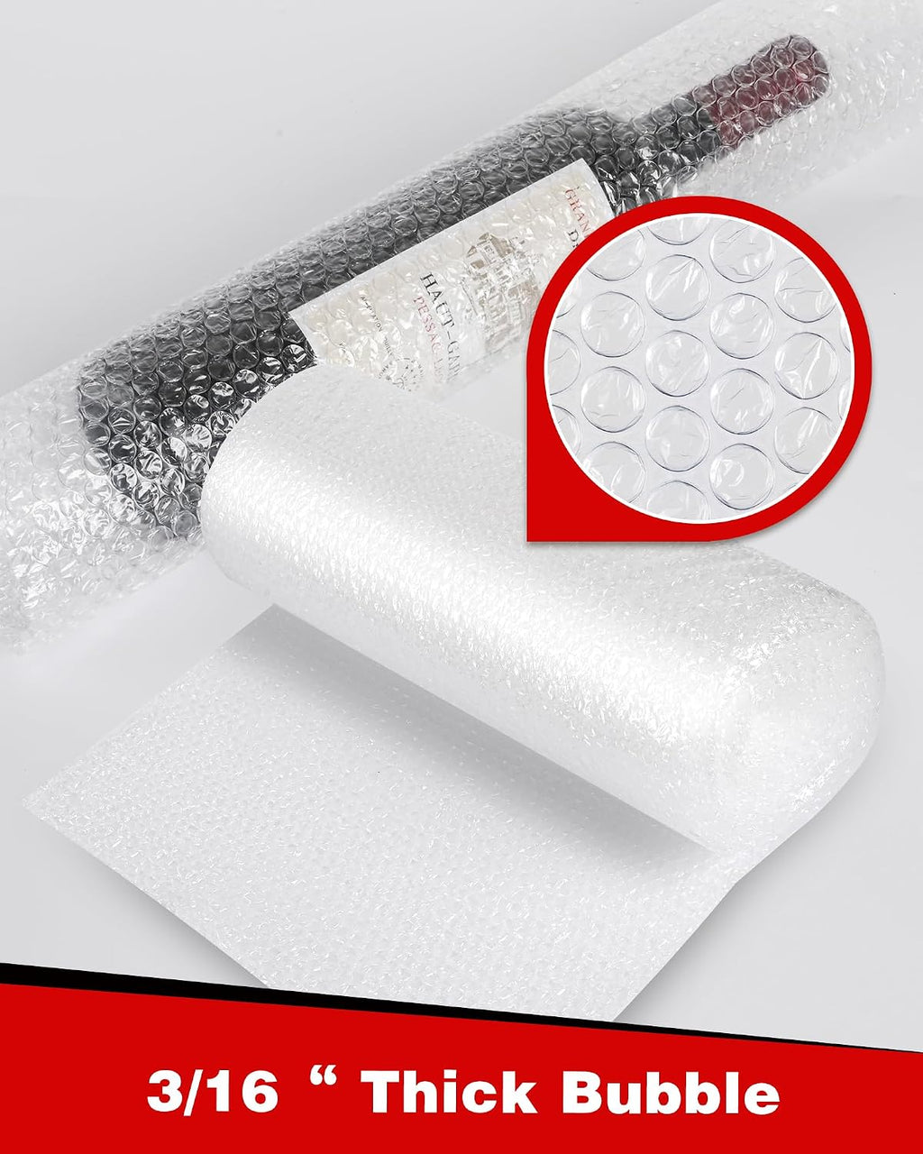 2-Pack Bubble Cushioning Wrap Rolls, 3/16" x 8" x 72' ft Total [2 Rolls of 36 Feet], Perforated 12" 20 Fragile