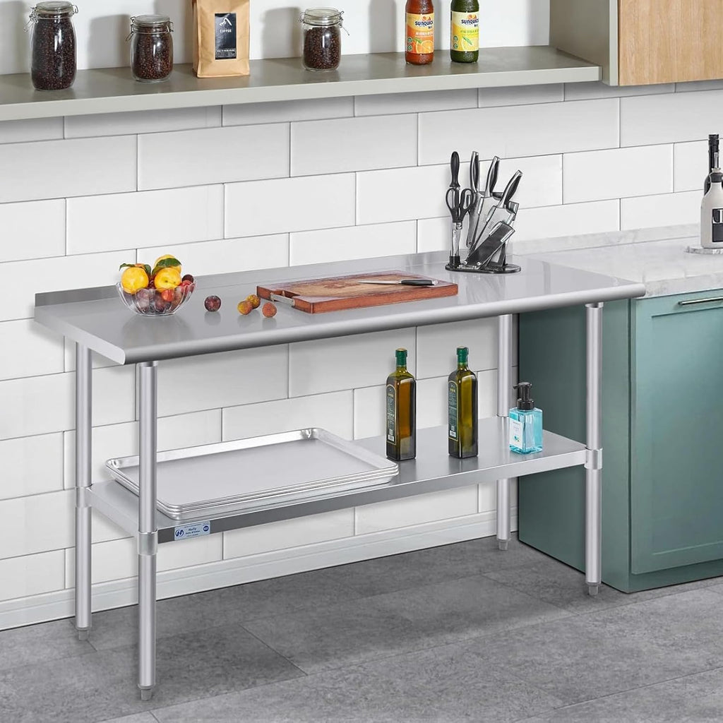Hally Stainless Steel Table for Prep & Work 24" x 72" with Backsplash NSF