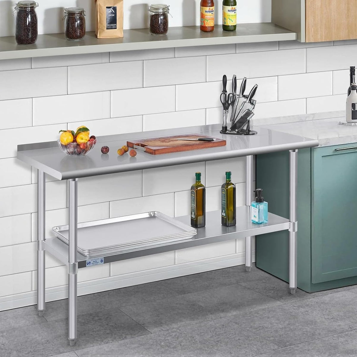 Hally Stainless Steel Table for Prep & Work 24" x 72" with Backsplash NSF
