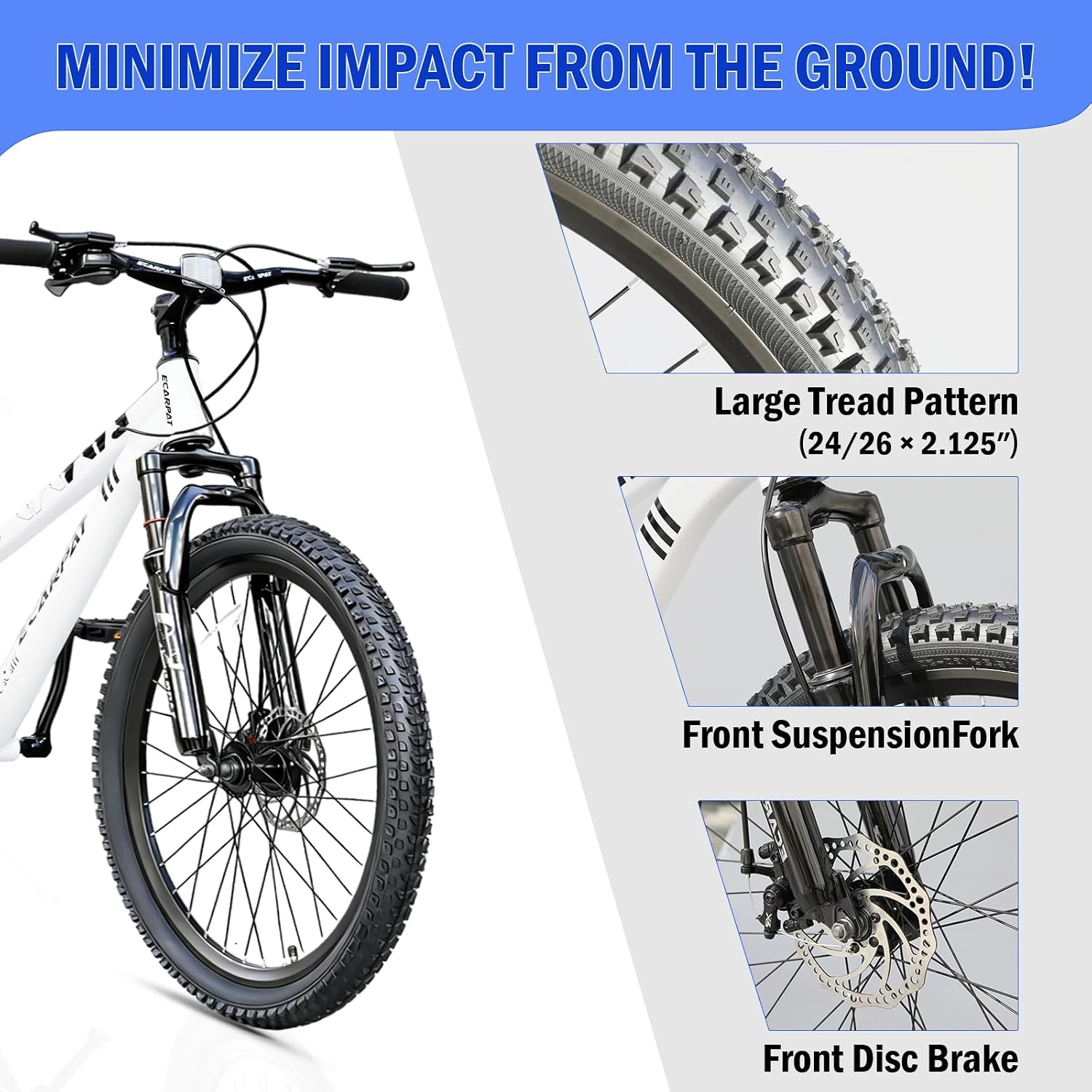 Hardtail Mountain Bike, 26 Inch Wheels Outdoor Cycling Bike, 7-Speed Trigger Shifter, Knobby Mountain Tires