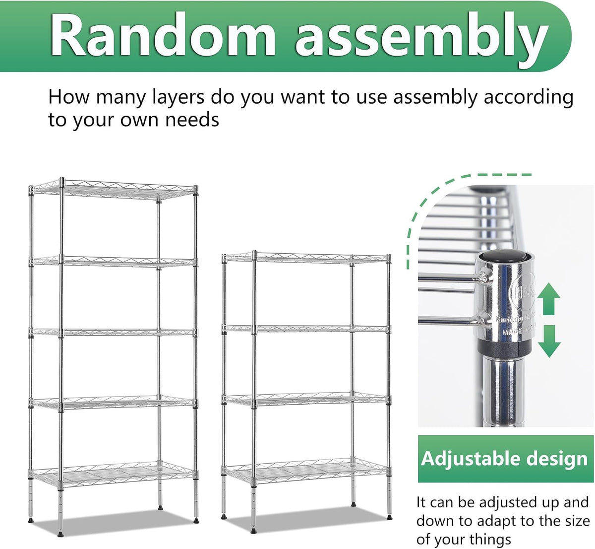 5-Tier Wire Shelf | 22" x 12" x 48" | Chrome