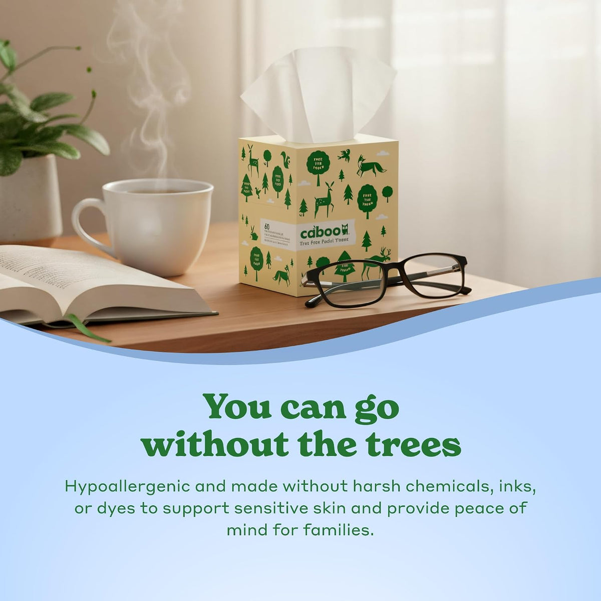 Tree Free Facial Tissues, 60 Tissues Per Box, 360 Total
