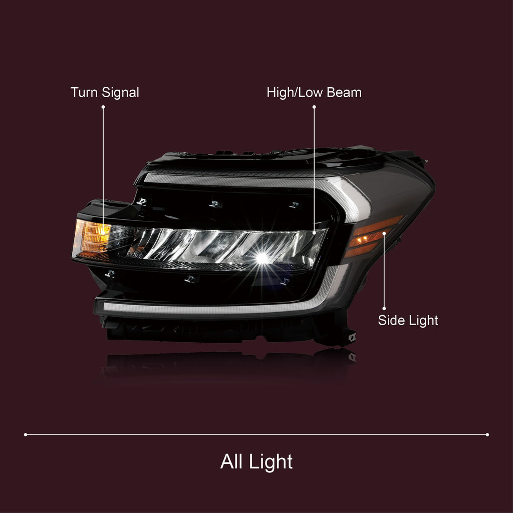 Black Headlight Assembly Compatible with 2022-2024 Ford Expedition