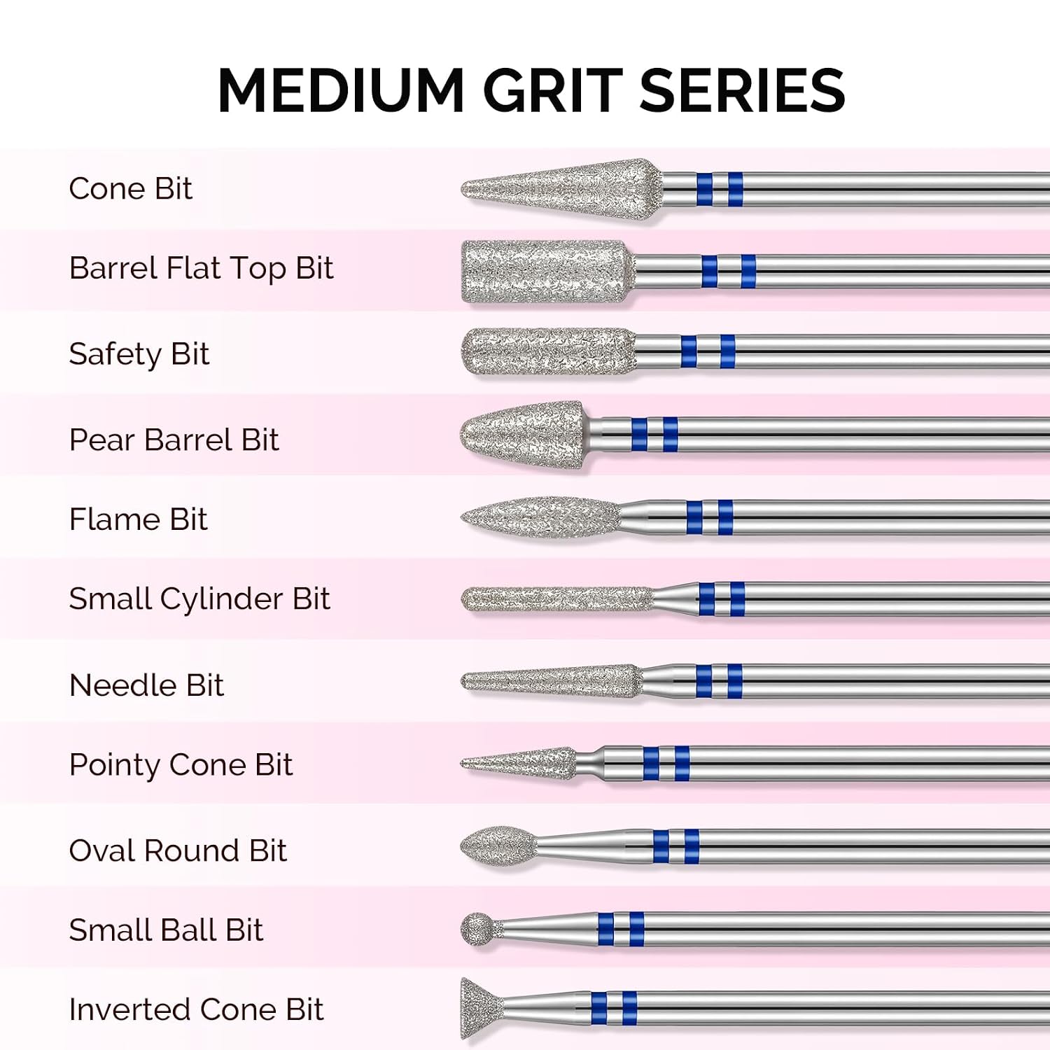 20pcs Nail Drill Bits Diamond Cuticle Set Silver | 3/32''for Nail Drill Efile,Two-Way Rotation,Acrylic Nails Poly Gel