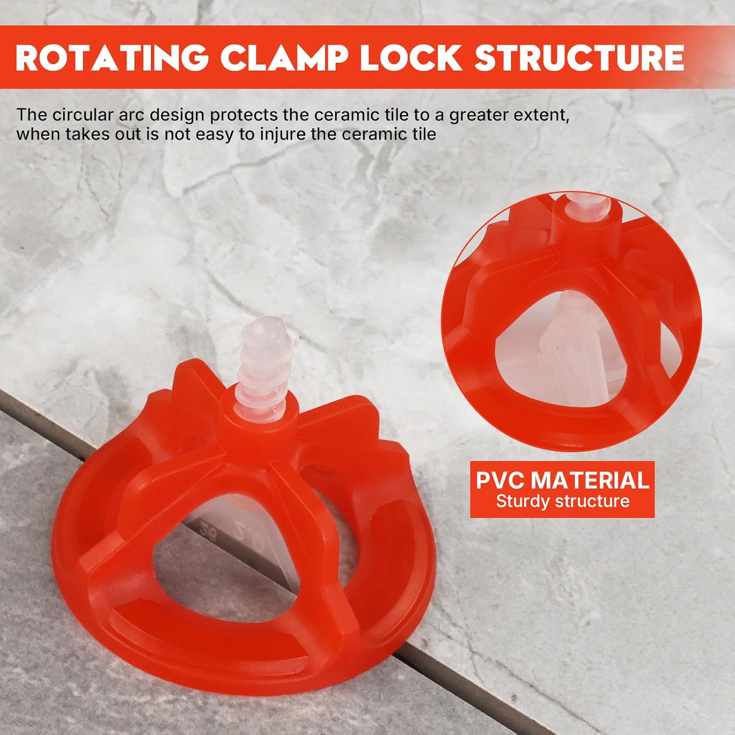 Tile Leveling System 1/8 Inch, 300 Tile Spacers and 100 Red Cap