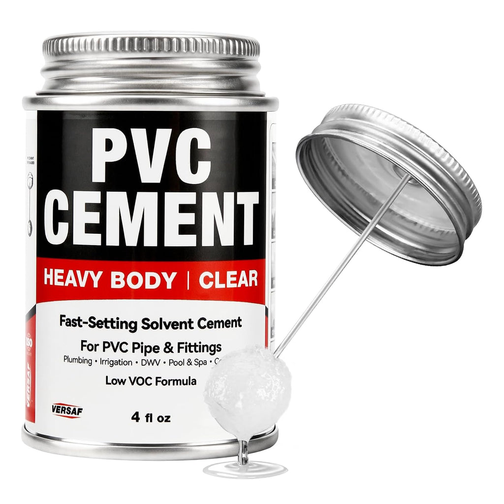 PVC Cement, Fast-Setting Clear PVC Solvent Weld Glue for PVC Pipe, 4 fl oz