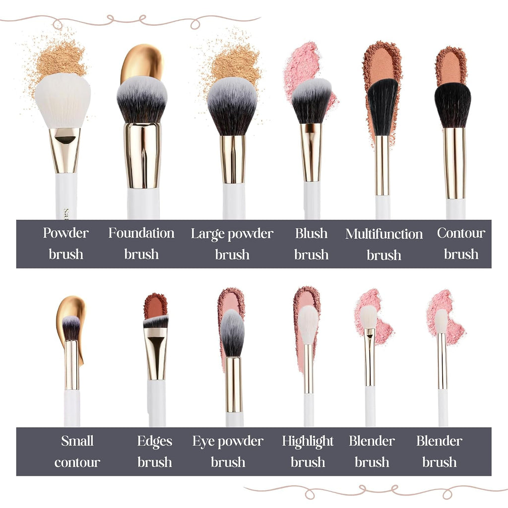 Makeup Brush Set (24 Pieces) - Includes Foundation, Powder, Concealers, Highlighter, Contour, Eye Shadows & Blush