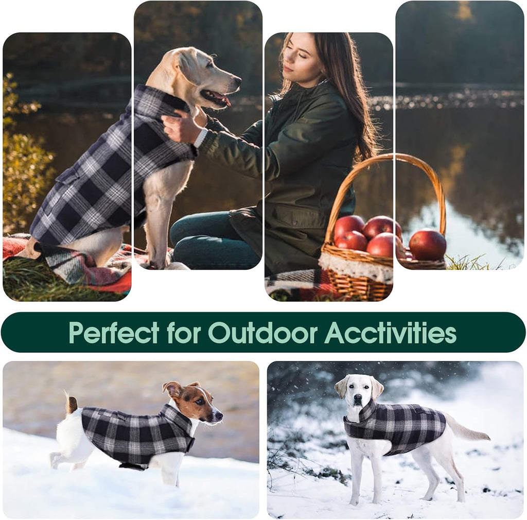 Dog Winter Coat, Reversible Dog Jacket, Warm Doggie Coat British Style Puppy Cold Weather Vest, Windproof Pet Clothes