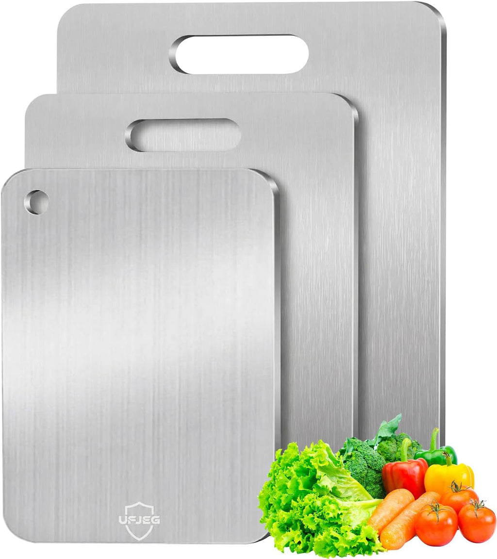 Titanium Cutting Board Set of 3, Titanium Cutting Boards for Kitchen, Non Toxic, Double-Sided Food Grade Chopping