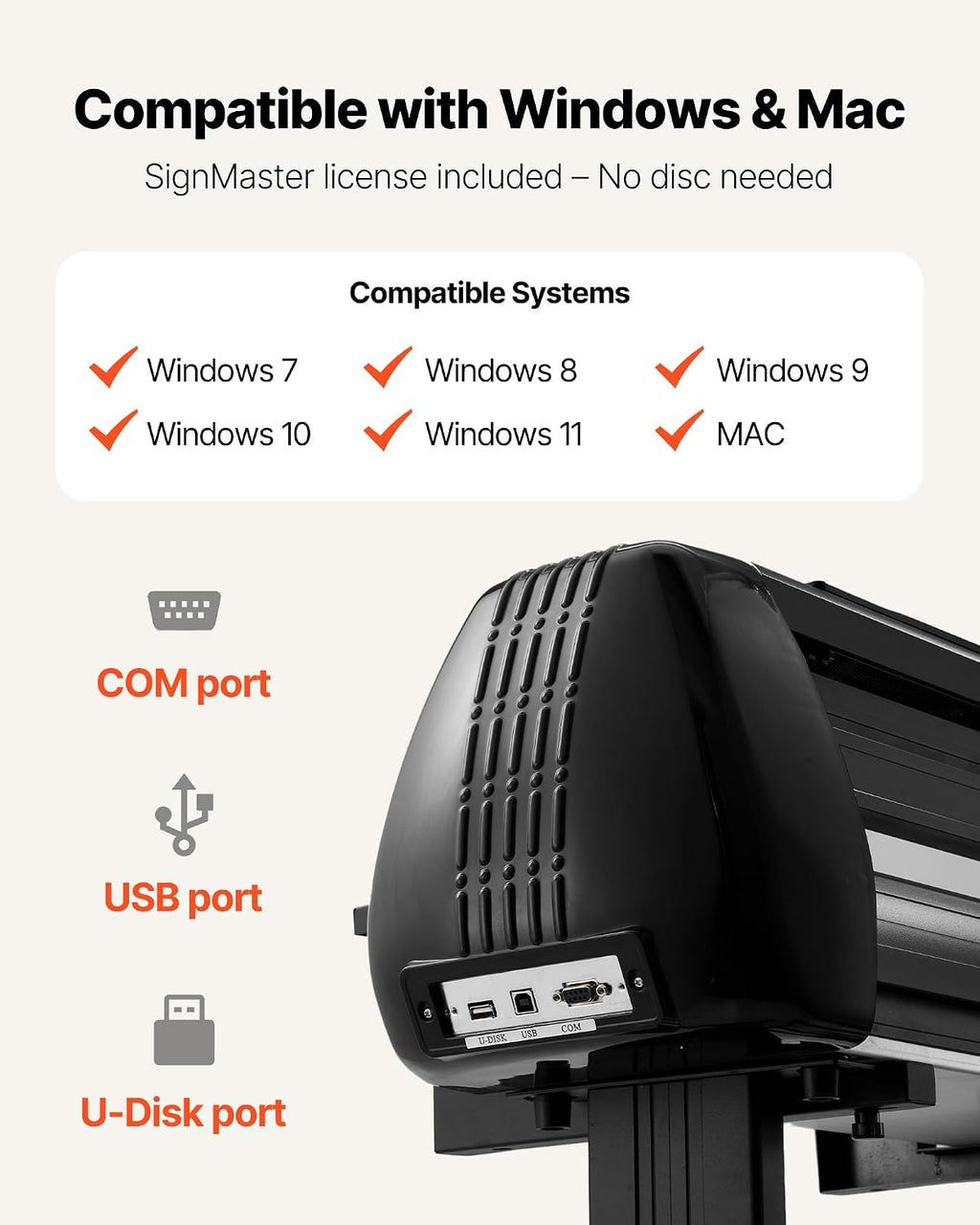 Vinyl Cutter Machine, 34 inch Max Feed Width, Dual Blades, Adjustable Force and Speed, LED Display, Vinyl Plotter