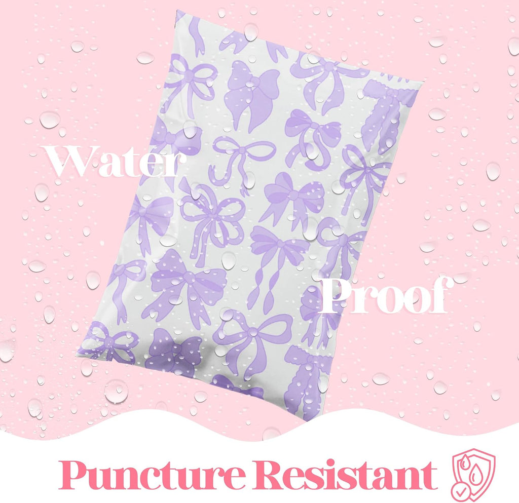 Poly Mailers 6x9, Purple Bows, 100 Pack
