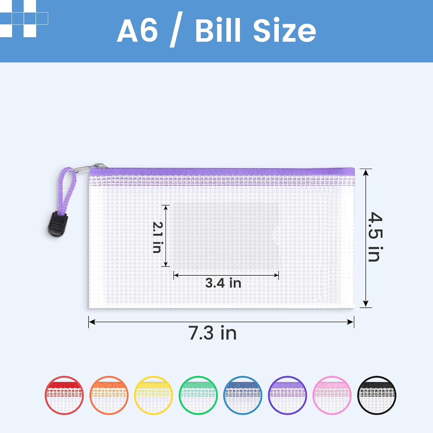 24 Pack Mesh Zipper Pouch Bags with Label Pocket, A6 (9.1×4.7 in) Small Pencil Case Pouch for Organizing, Clear