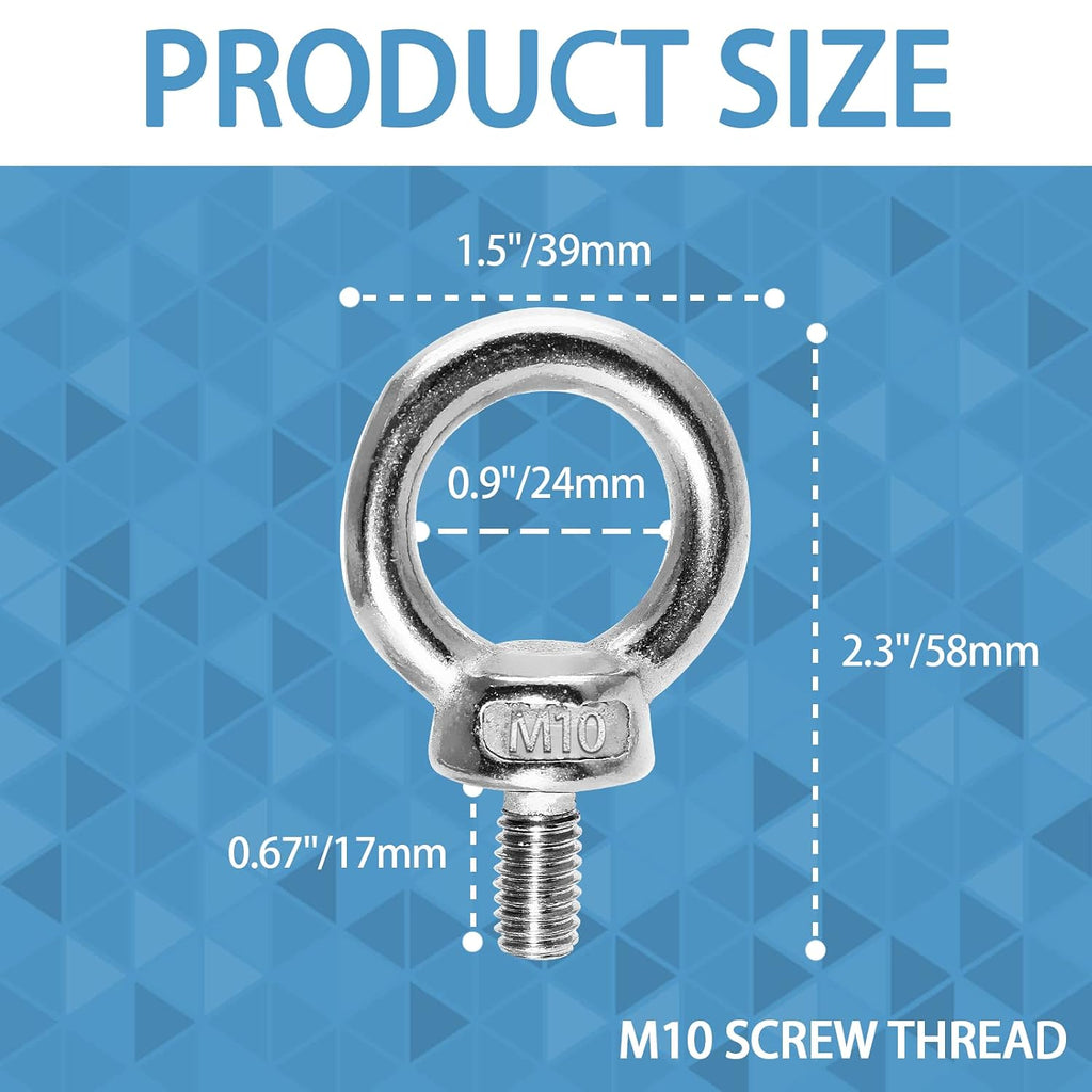 M10 Eye Bolt, 4pcs, Machinery Shoulder Lifting Ring