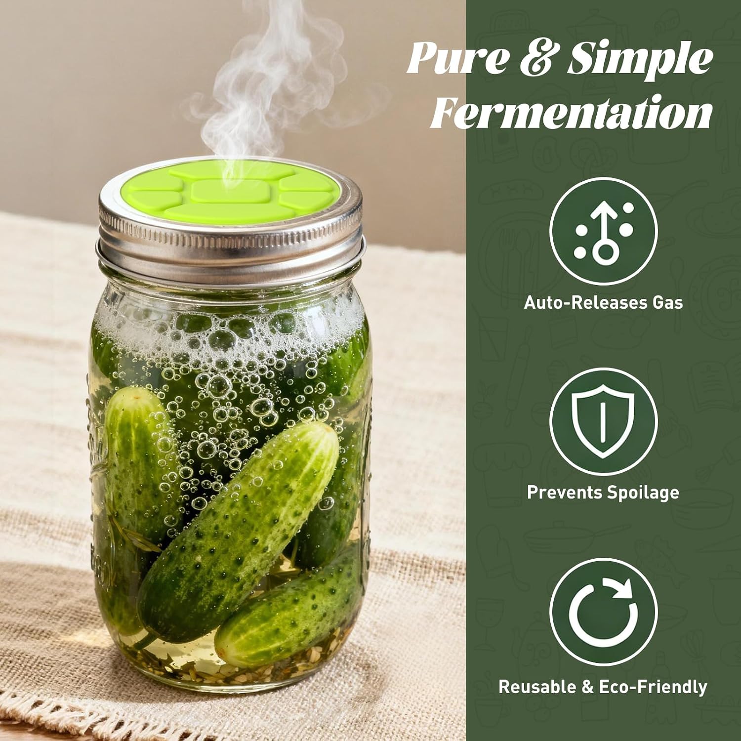 Garden to Jar Fermenting: 3-Pack Wide Mouth Fermentation Lids (86mm) for Ball & Kerr Mason Jars | Self-Burping
