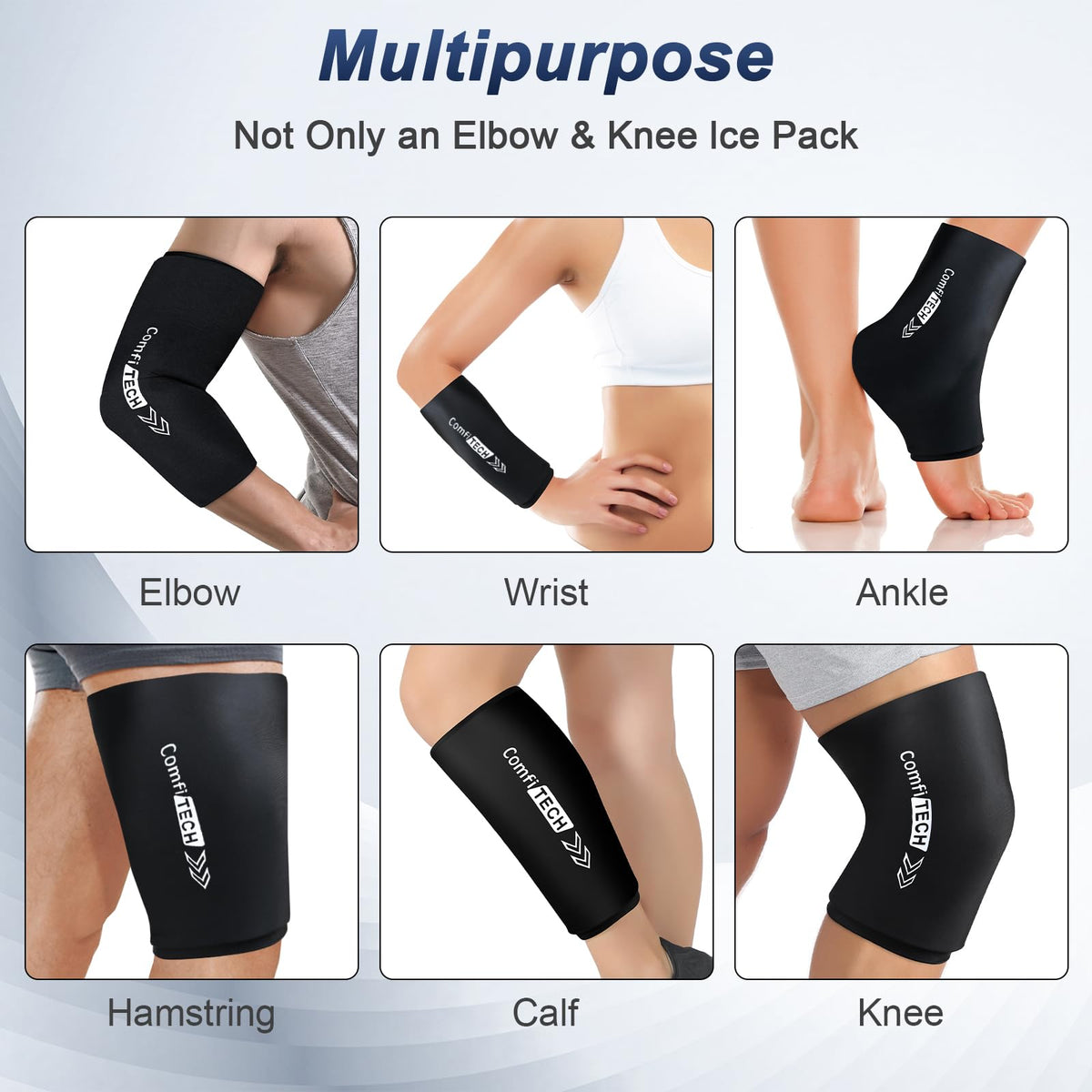 Elbow Ice Pack Wrap for Arm, Knee & Calf, Flexible Ice Sleeve, M