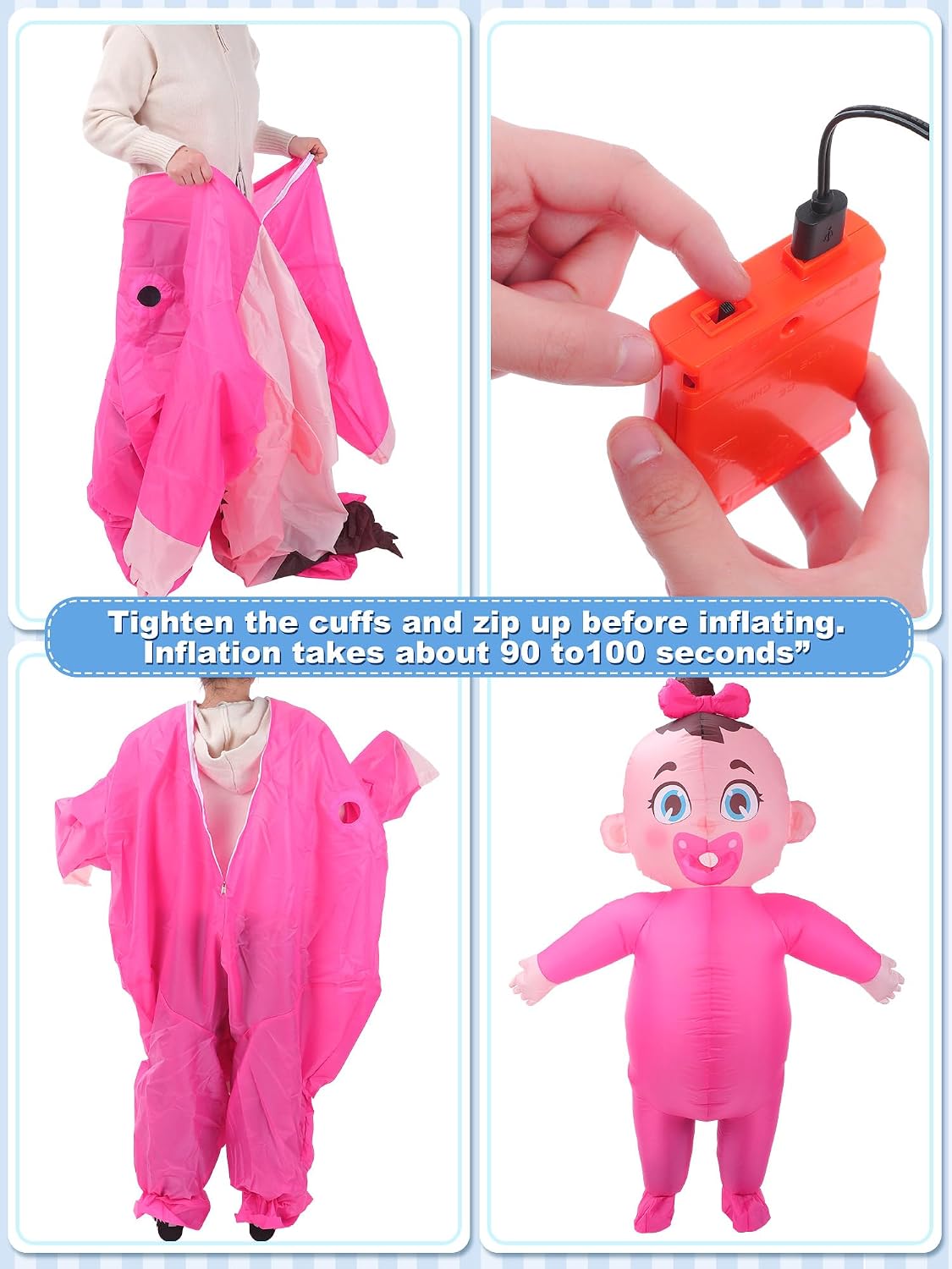 2 PCS Inflatable Baby Costume, Giant Gender Reveal Ideas | Boy & Girl, Adult Blow up Costume, Baby Shower Outfit