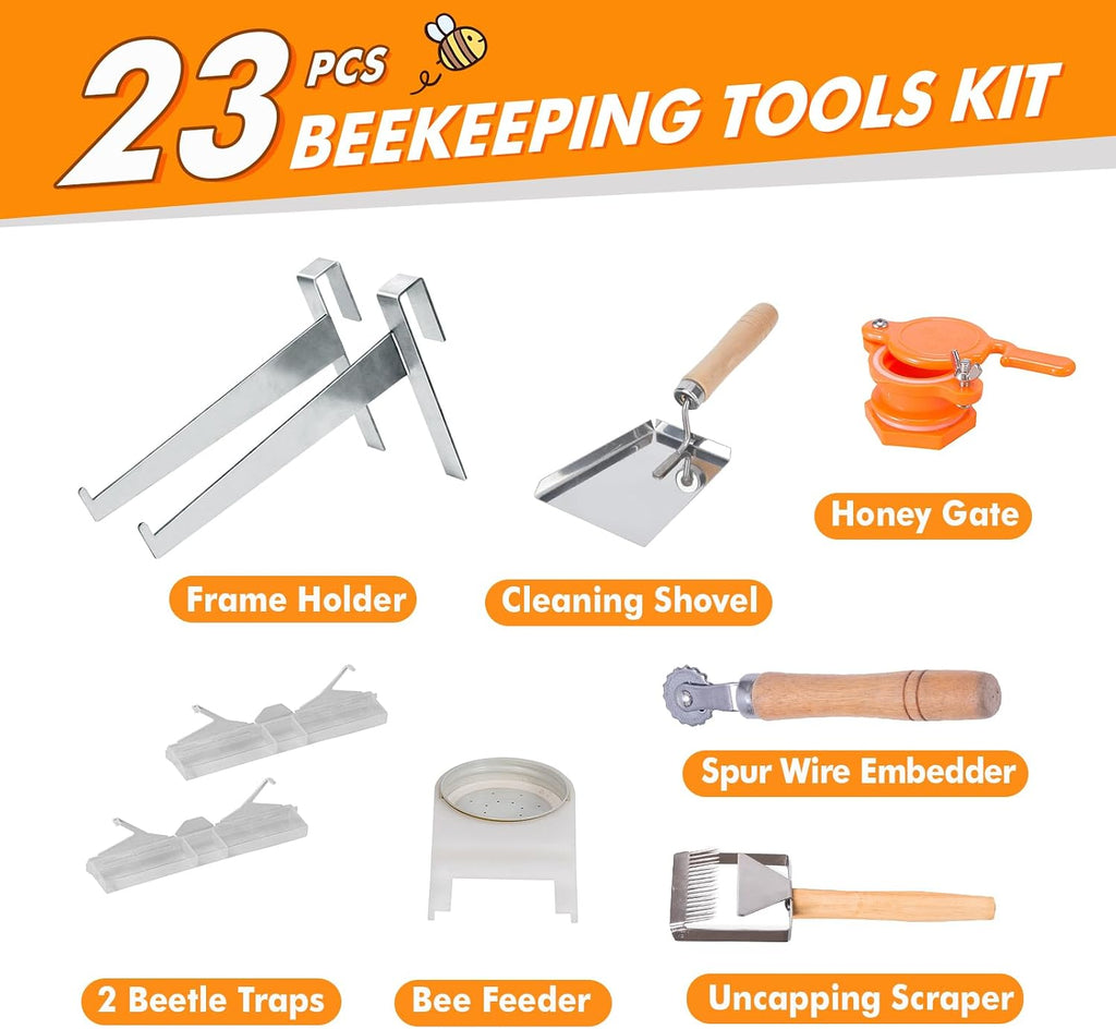 Beekeeping Supplies 22PCS Beekeeping Tools Kit with Organizer Handbag, Bee Keeping Supplies-All Tools Kit Bee Keeping