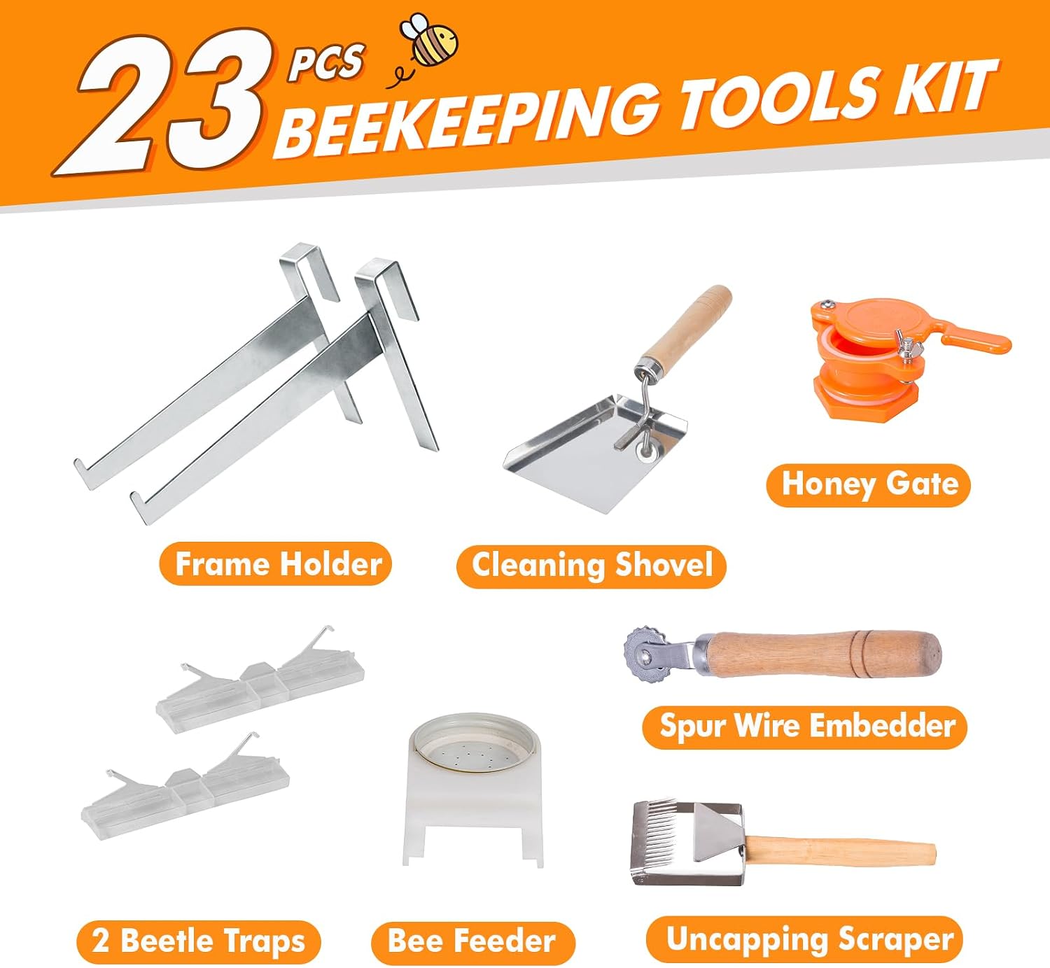 Beekeeping Supplies 22PCS Beekeeping Tools Kit with Organizer Handbag, Bee Keeping Supplies-All Tools Kit Bee Keeping