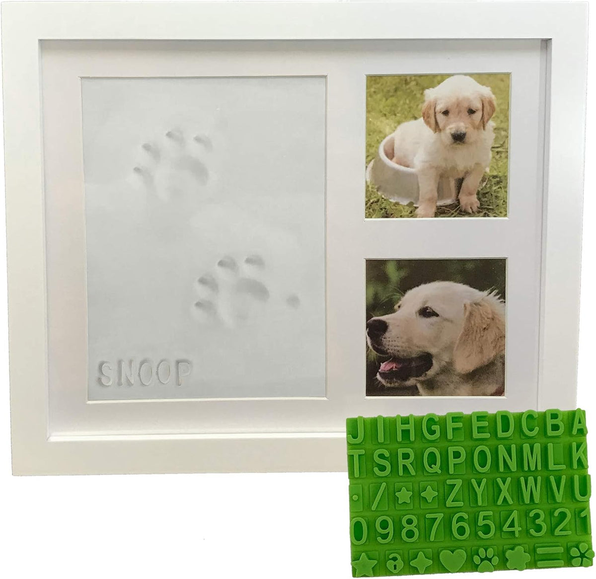 Ultimate Dog or Cat Paw Print Keepsake Kit & Picture Frame - Premium Wooden Photo Frame, Clay Mold for Pet Pawprint &