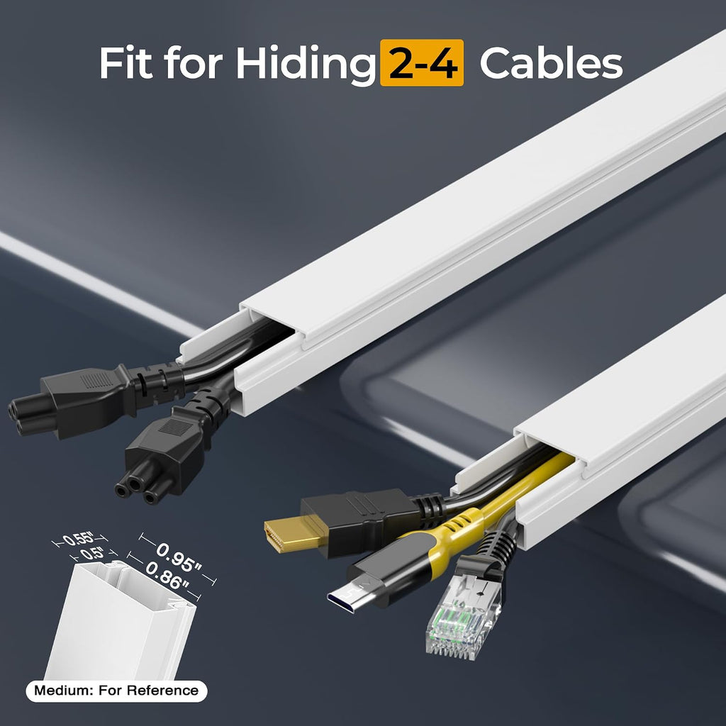 56.7in TV Cord Hider Wall, Cord Covers for 2-4 Wires on Wall, Self-Adhesive TV Cable Hider Wall, Paintable Wire Hider
