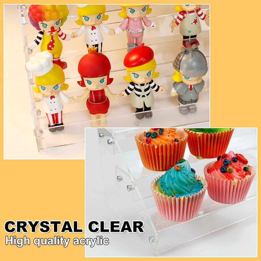 12in 3 Tier Acrylic Riser, Clear Display Organizer, Cupcake Stand & Shelves | 3 Tier Acrylic Display Riser, Clear