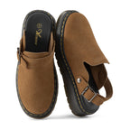 Women's Slip On Suede Clogs with Back Strap Chestnut 5.5