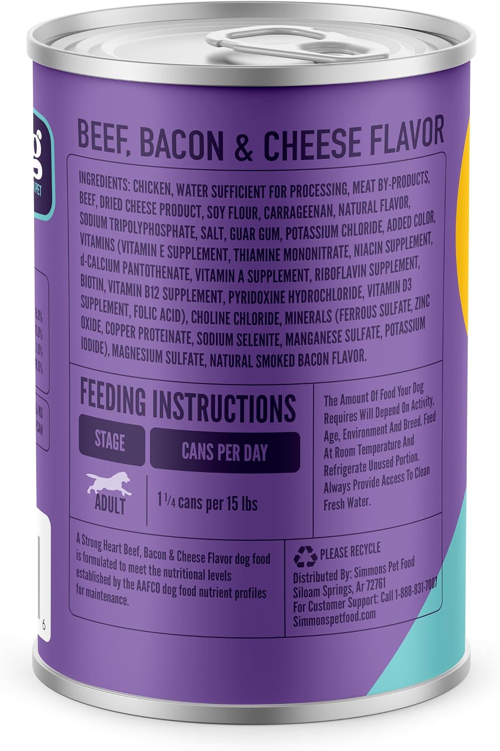 A Strong Heart Beef, Bacon & Cheese Dog Food Loaf, 13.2oz, 12pk