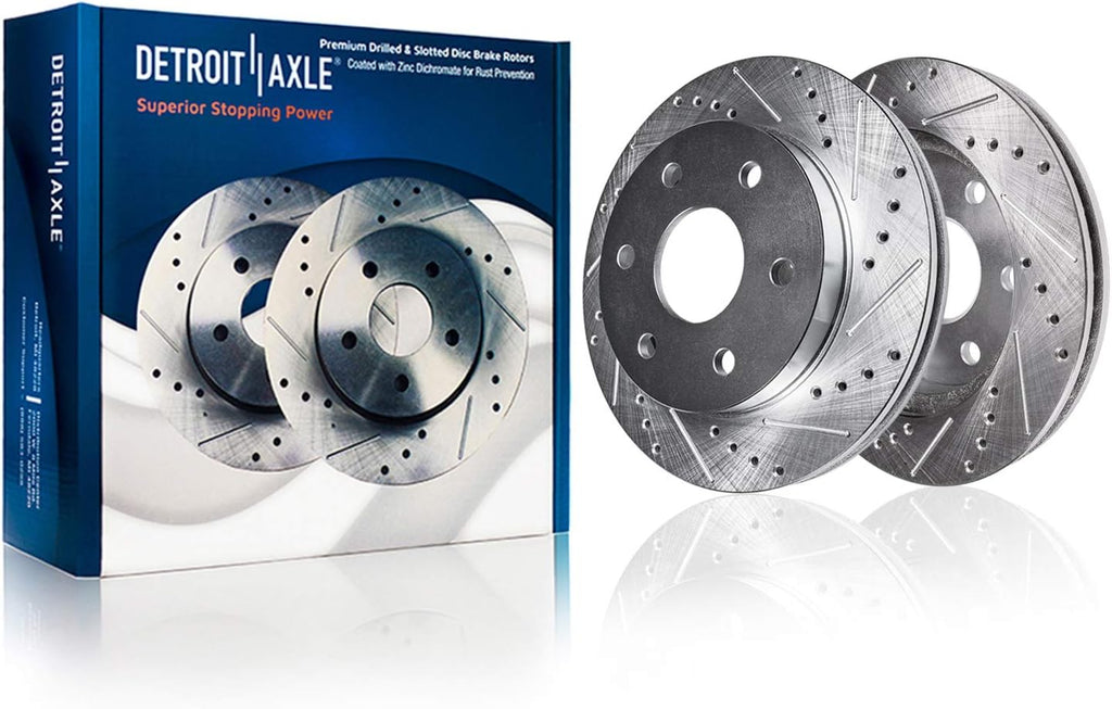 Front Brake Kit for 4WD 05-08 Ford F-150 Lincoln Mark LT | Drilled & Slotted Brake Rotors Calipers Ceramic Brake Pads