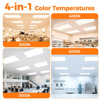2x4 LED Flat Panel Light Drop Ceiling, 6000K-3000K Selectable