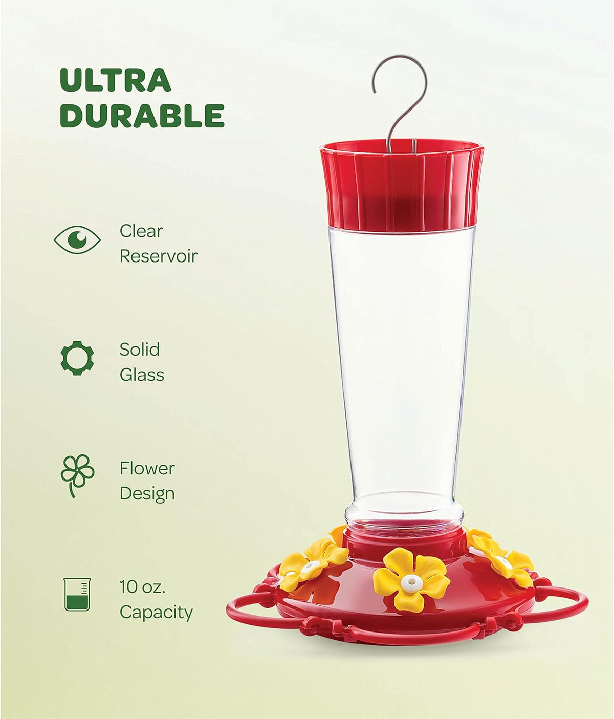 Hummingbird Feeders for Outdoors - 10 oz [Set of 2] Built-in Ant Moat