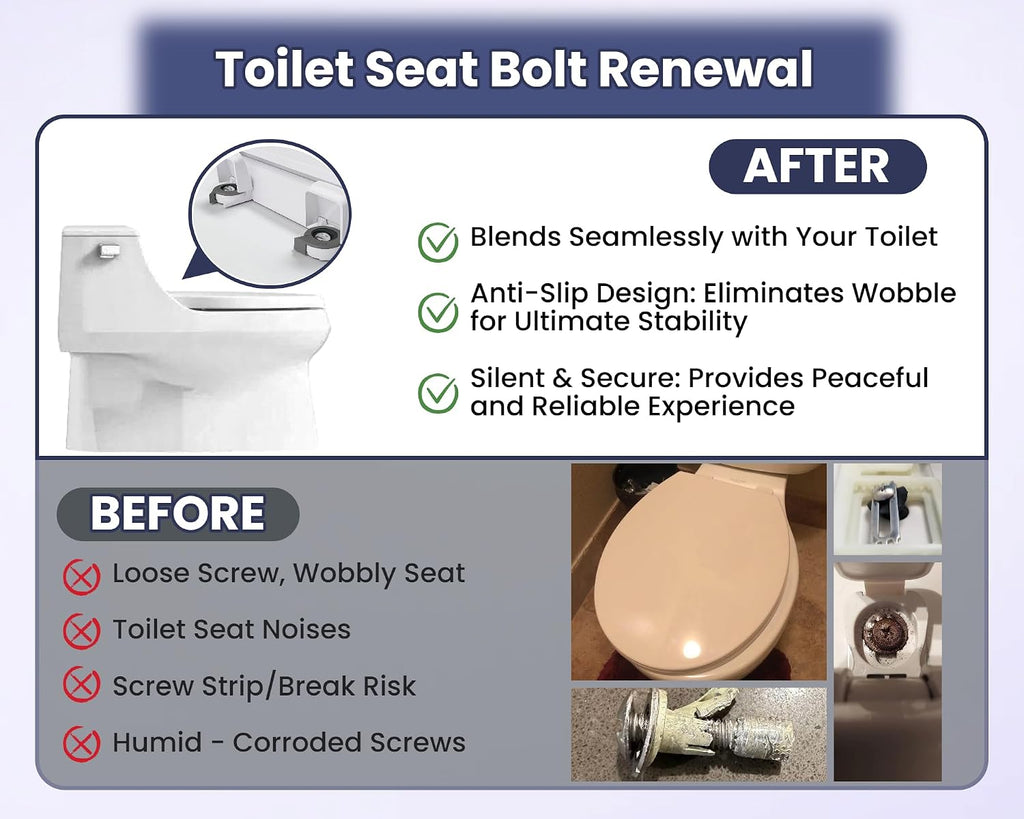 3/8" Dia Toilet Seat Screws Replacement Kit for Select Kohler One-Piece Toilet - Top Mount Hinges Toilet Bolts with Rubber Anchor Nuts, Compatible with Kohler Toilet Seat Parts K-84999 & K-85040-4PC
