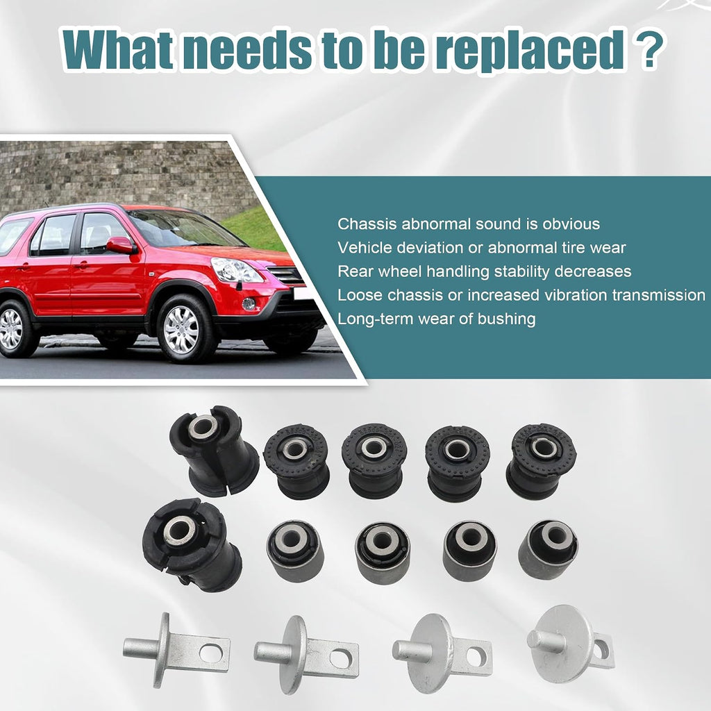 GXARTS 14 Pcs Rear Axle Control Trailing Arm Bushings Kit 52373S9A000 52364S5A004 52395S5A004 52365S6M004 Compatible with Honda CR-V CRV 2002-2006