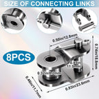 PAGOW 8pcs #40 Roller Chain Offset Link, Carbon Steel Crank Link, Standard Chain End Connector Split Links for 08A Chain
