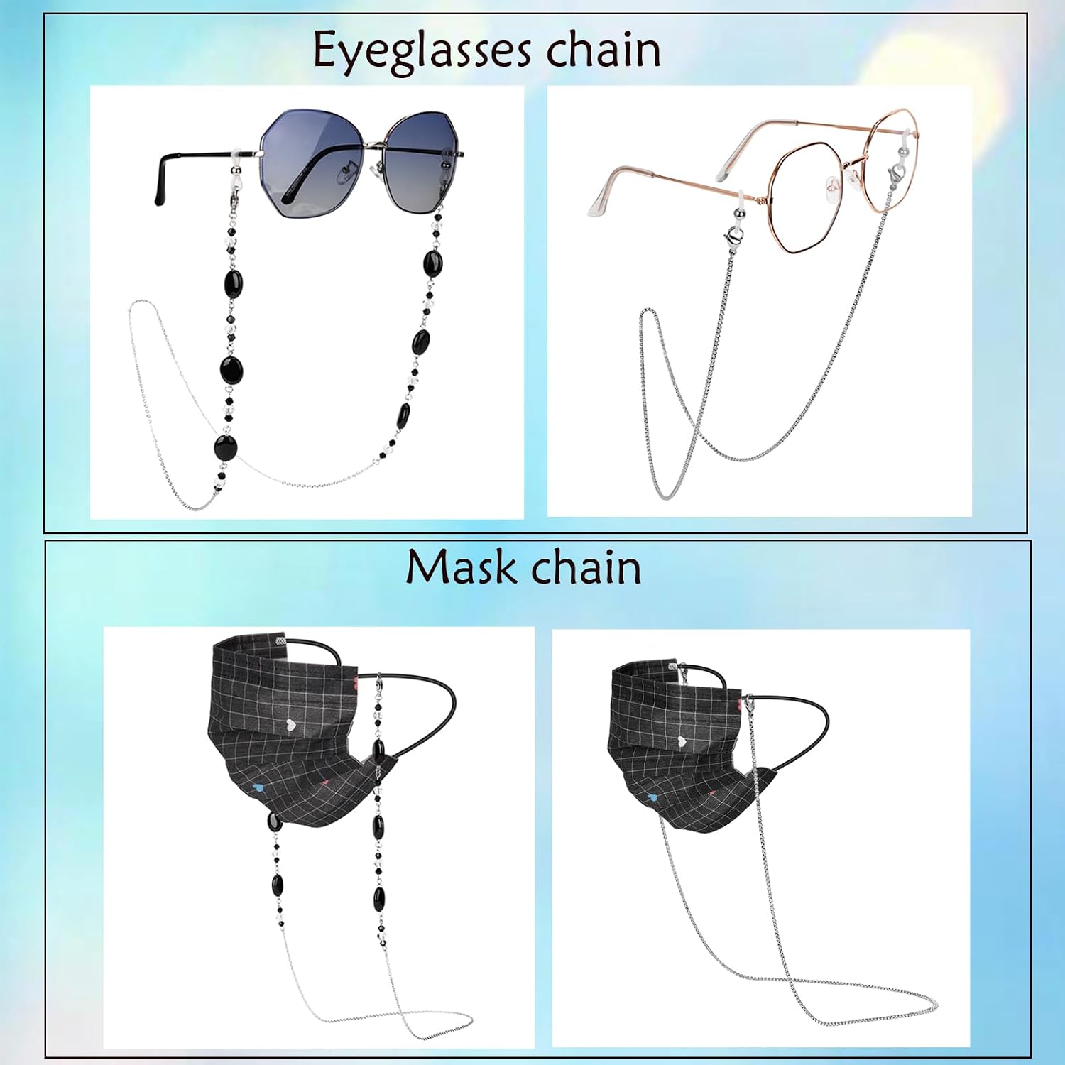 Glasses Holder Chain Loop Eyeglasses Necklace Ring for Women Reading Glasses Sunglasses Necklace for Men
